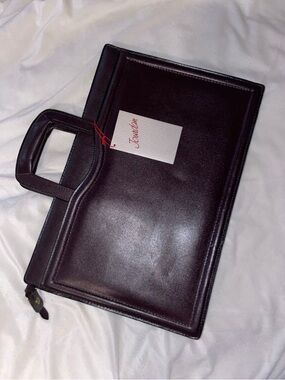 Vintage Sleek Black Leather Briefcase Portfolio for Men